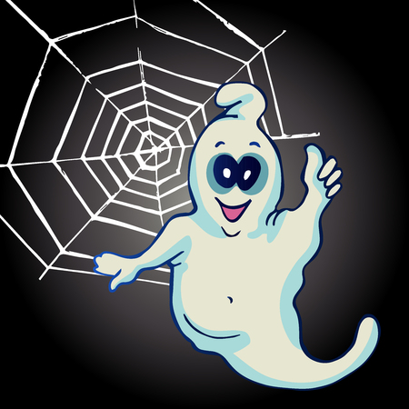 Halloween ghost whith spider webのイラスト素材