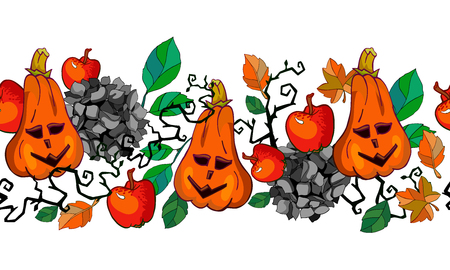 Halloween autumn pumpkin patternのイラスト素材
