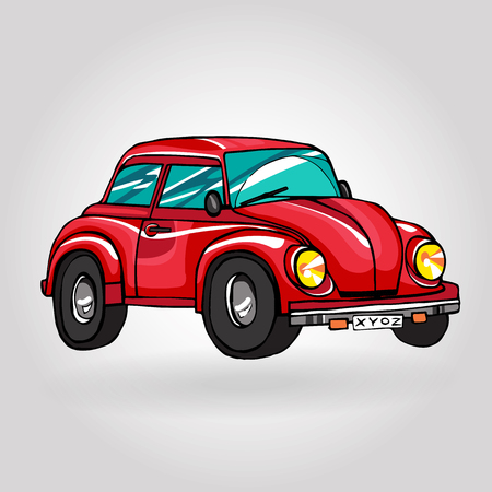 vintage retro hand drawn carのイラスト素材