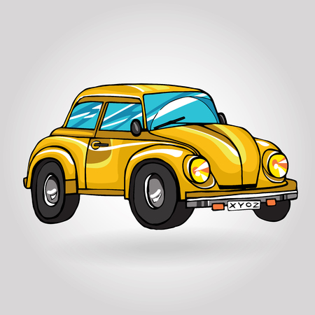 vintage retro hand drawn carのイラスト素材