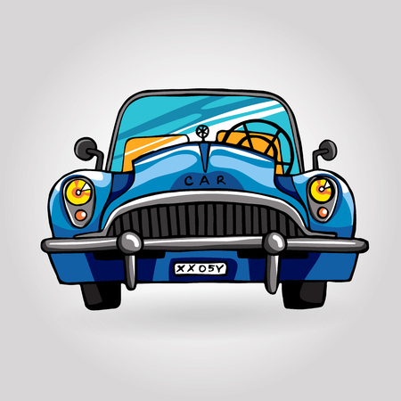 vintage retro hand drawn carのイラスト素材