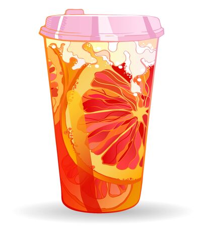 Vector sketch print orange Cocktail with youのイラスト素材