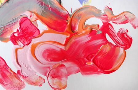 acrylic and oil pallet of bright colorsの写真素材