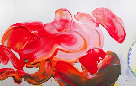 acrylic and oil pallet of bright colorsの写真素材