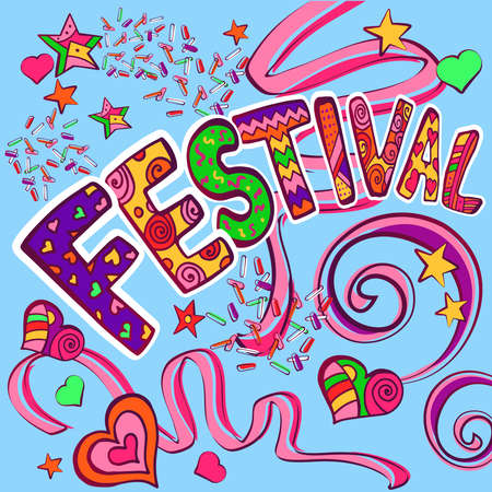 Festival hand drawn lettering compositionのイラスト素材