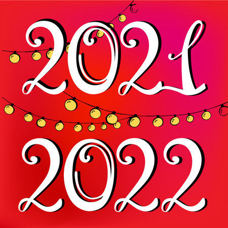 new year lettering numbers hand writingのイラスト素材