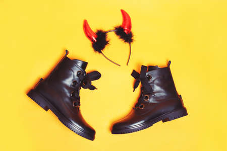 Witch shoes and horns for Halloween party.の写真素材