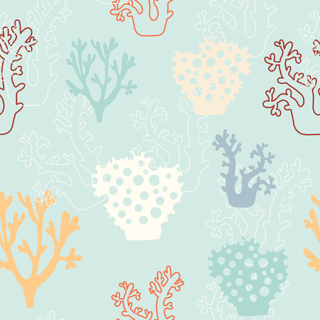 A beautiful underwater seamless vector pattern with coralsのイラスト素材