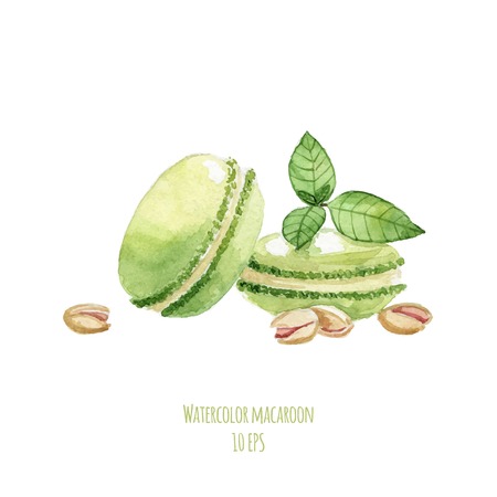 Watercolor dessert. Hand drawn watercolor painting on white background. Vector illustrationのイラスト素材