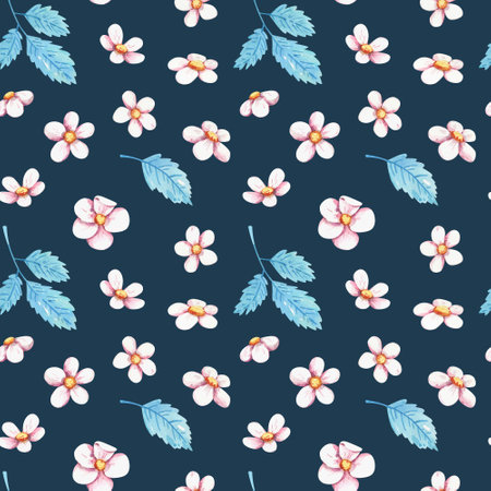 Watercolor summer strawberry seamless patternの写真素材