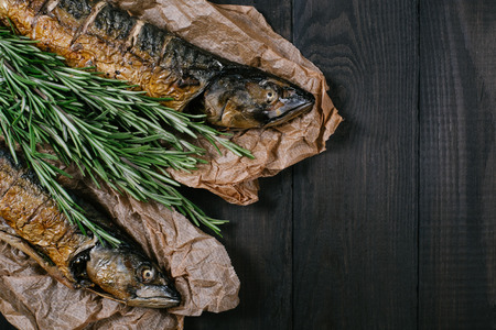 baked fish on wed backgroundの写真素材