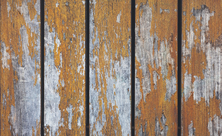 Grey and orange background with wooden texture horizontal top view isolated, vintage dark wood backdrop, old light blue rustic board, space blank back on the table, mockup nuture wallの写真素材