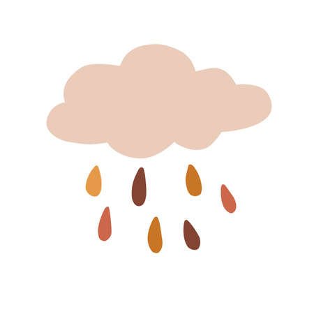 cloud with rain drops - vector illustration in boho styleのイラスト素材