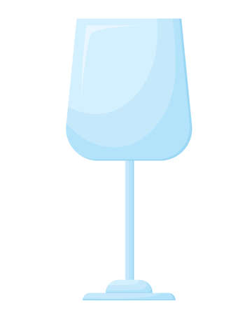 Glass for wine drinks. Vector illustration of a wine glass in a flat style. Wine glass isolated on white background. Mockup, template of glassware for alcoholic beveragesのイラスト素材