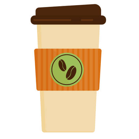 A paper cup with natural coffee. Coffee drink on a white background.のイラスト素材