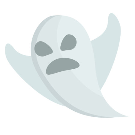 Vector illustration of a ghost isolated on a white background. Halloween theme, holiday attributes. Ghost icon.のイラスト素材