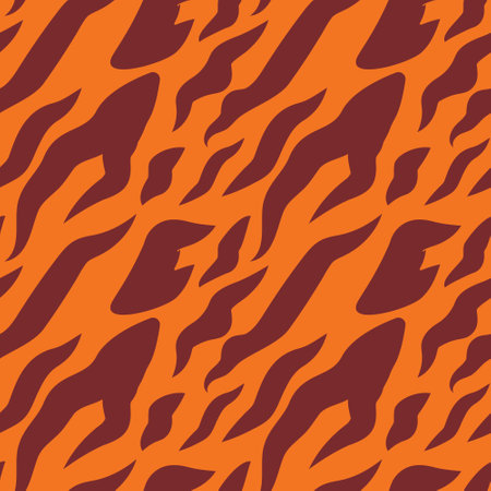 Vector seamless pattern with tiger stripes in a minimalistic style. Striped animals, jungle tiger fur texture pattern seamless repeating orange yellow blackのイラスト素材