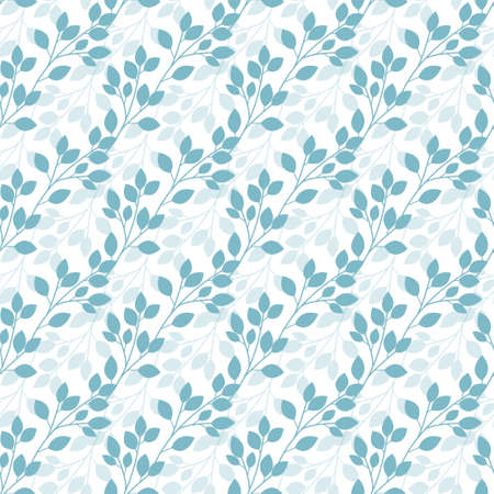 Vector seamless pattern with leaves and twigs on a white colored background. Pattern for fashion and all hand-drawn style prints at your fingertips. Botanical pattern in trendy design styleのイラスト素材