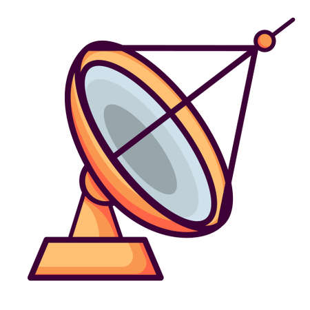 Satellite dish vector icon in flat style isolated on white background. Satellite dish simple icon. Space science and exploration conceptのイラスト素材