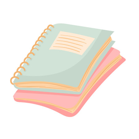 Notepads, planners, organizers for writing notes and records, school supplies isolated on a white background. School supplies, notebooks flat styleのイラスト素材