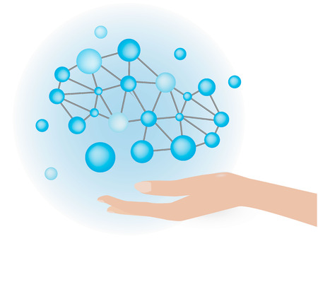 Woman or girl hand with medical technology chemical or biological bonding, vector medical element background, female armのイラスト素材