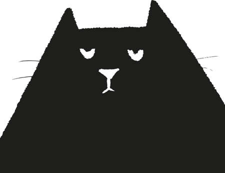 vector illustration of black cat with rolled eyes isolated on whiteのイラスト素材