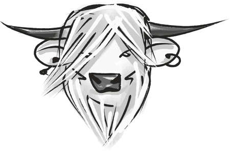 vector illustration of bull head with piercingのイラスト素材