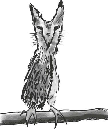 vector illustration of smart owl. funny japanese owlのイラスト素材