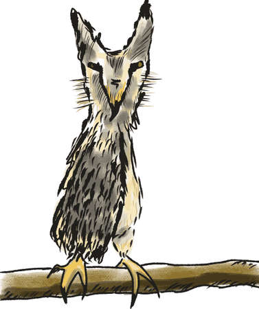 vector illustration of smart owl. funny japanese owlのイラスト素材
