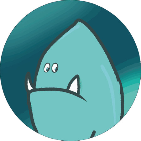 vector illustration of funny angry monster with big teeth. portraitのイラスト素材