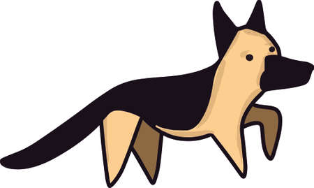 vector illustration of cartoon german shepherd dog standing isolatedのイラスト素材