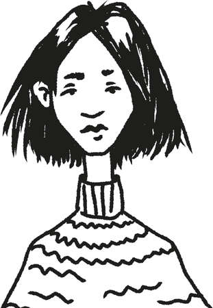 vector illustration of young pretty woman isolated. portraitのイラスト素材
