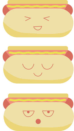 vector illustration of cute hot dogs isolatedのイラスト素材