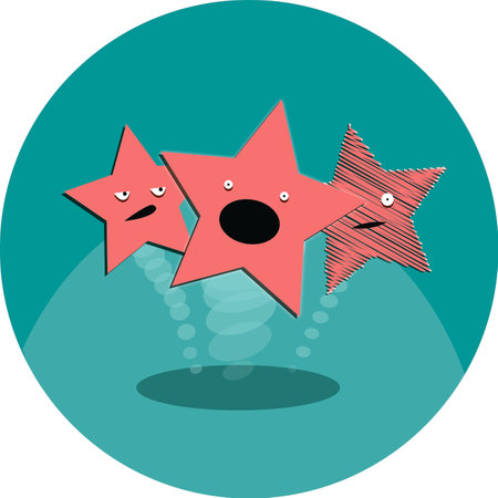 illustration with pink starfish. emotions