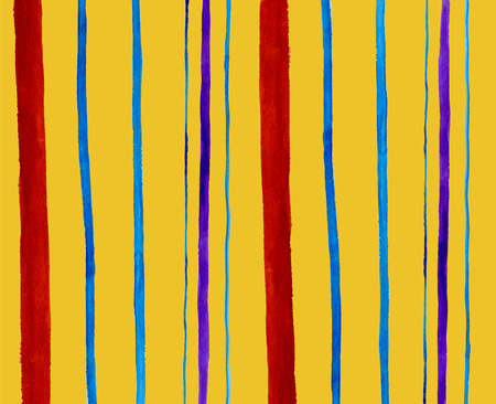 Hand-drawn watercolor pattern of brown, blue and violet stripes on yellow in the Watercolour pattern collectionのイラスト素材