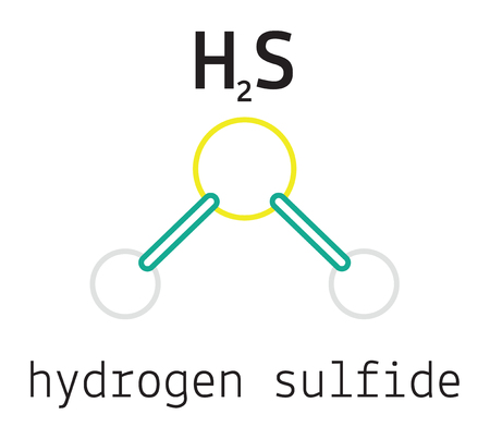 H2S hydrogen sulfide 3d molecule isolated on whiteのイラスト素材