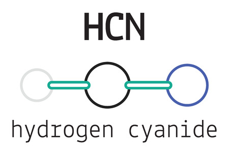 HCN hydrogen cyanide 3d molecule isolated on whiteのイラスト素材