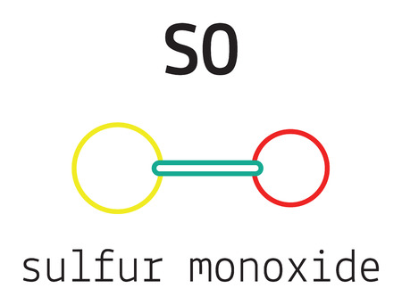 SO sulfur monoxide 3d molecule isolated on whiteのイラスト素材