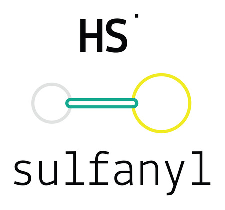 HS sulfanyl 3d molecule isolated on whiteのイラスト素材
