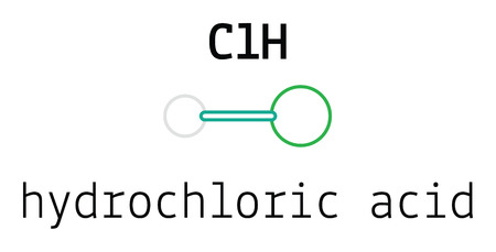HCl hydrochloric acid 3d molecule isolated on whiteのイラスト素材