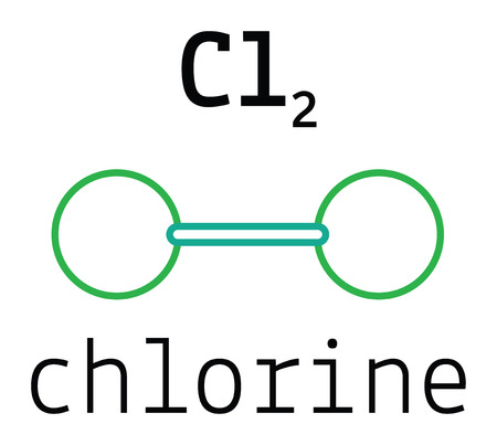 Cl2 chlorine 3d molecule isolated on whiteのイラスト素材