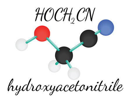 HOCH2CN hydroxyacetonitrile 3d molecule isolated on whiteのイラスト素材