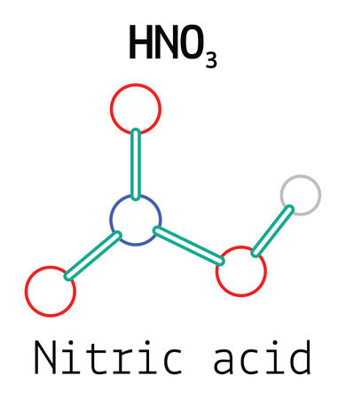 HNO3 nitric acid 3d molecule isolated on whiteのイラスト素材