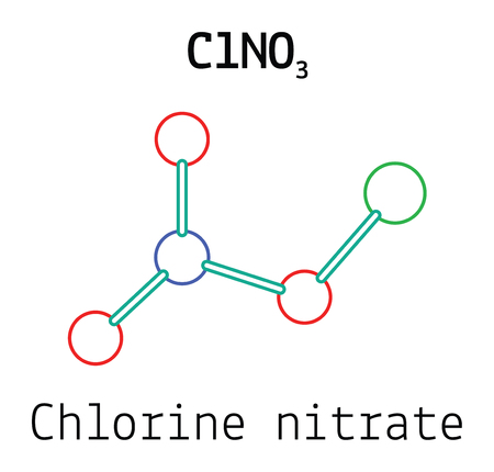 ClNO3 chlorine nitrate 3d molecule isolated on whiteのイラスト素材