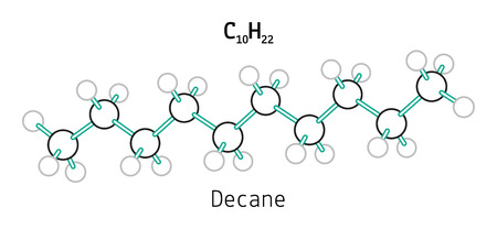 C10H22 decane 3d molecule isolated on whiteのイラスト素材