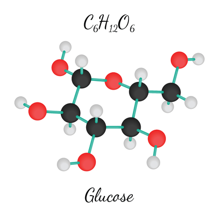 C6H12O6 Glucose 3d molecule isolated on whiteのイラスト素材
