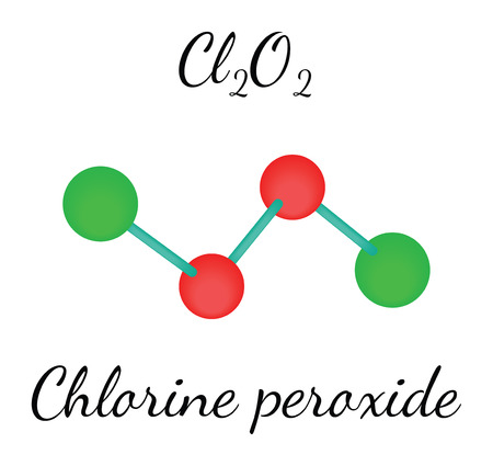 Cl2O2 chlorine peroxide 3d molecule isolated on whiteのイラスト素材