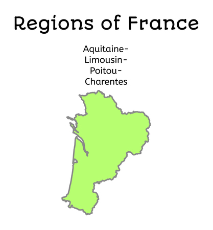 France administrative map of Aquitaine-Limousin-Poitou-Charentes region on whiteのイラスト素材