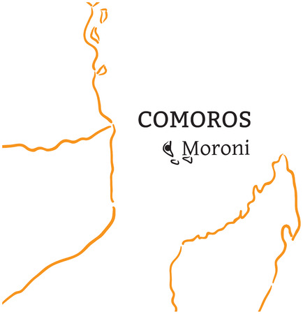 Comoros country with its capital Moroni in Africa hand-drawn sketch map isolated on whiteのイラスト素材