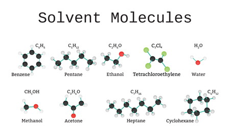 Solvent molecules set isolated on white in vectorのイラスト素材